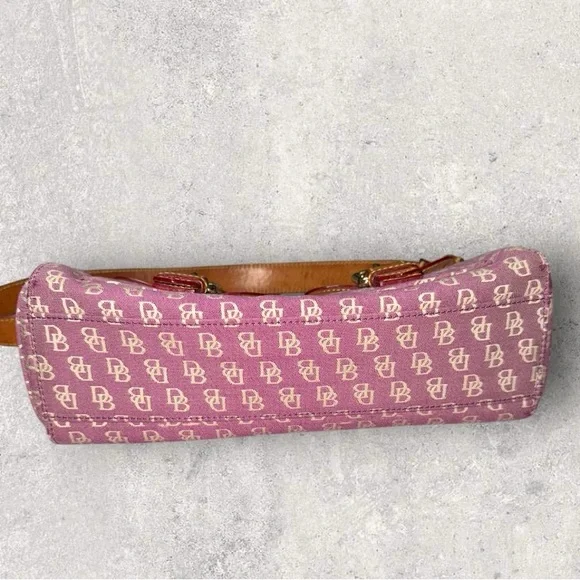 Vintage 2005 Dooney & Bourke Pink and Tan Satchel with Monogram Design - Picture 10 of 15
